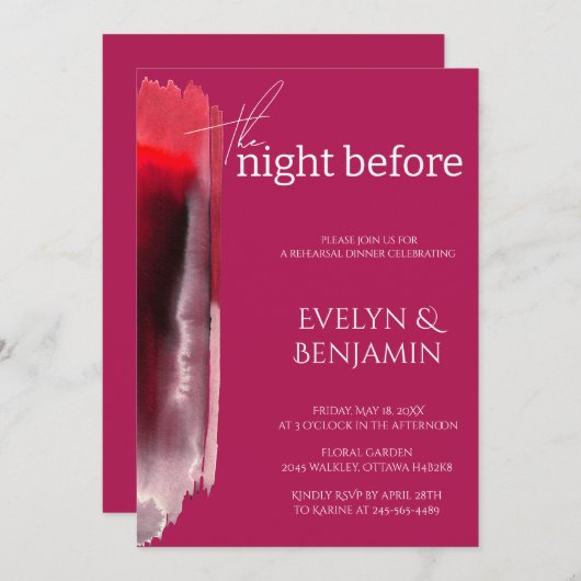 Modernes, einfaches Viva Magenta Probe Dinner Einladung (Vorne/Hinten)