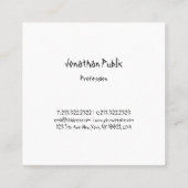 Modernes, einfaches Vorlagenhandskript Beruflich Quadratische Visitenkarte (Rückseite)