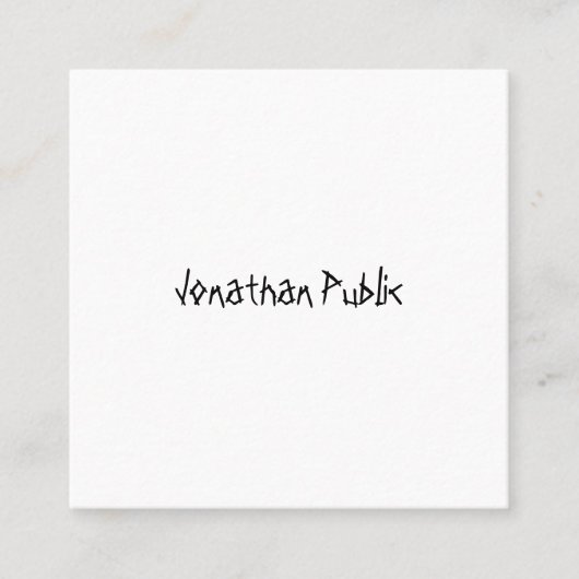 Modernes, einfaches Vorlagenhandskript Beruflich Quadratische Visitenkarte (Vorderseite)