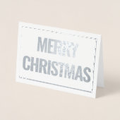 Modernes & einfaches Weihnachts-Foto Silber Folienkarte (Vorderseite)