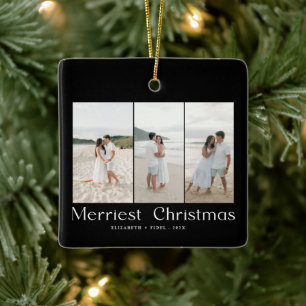 Modernes, einfaches Weihnachtskaffee Foto Keramikornament