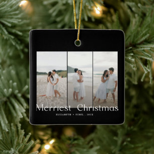 Modernes, einfaches Weihnachtskaffee Foto Keramikornament
