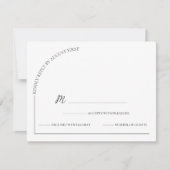 Modernes, einfaches Weiß Schwarz RSVP Karte (Vorderseite)