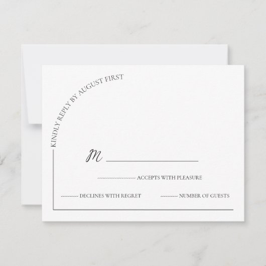 Modernes, einfaches Weiß Schwarz RSVP Karte (Vorderseite)