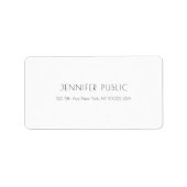 Modernes, einfaches, weißes Template Beruflich Adressaufkleber (Vorne)