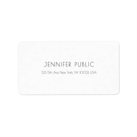 Modernes, einfaches, weißes Template Beruflich Adressaufkleber (Vorne)