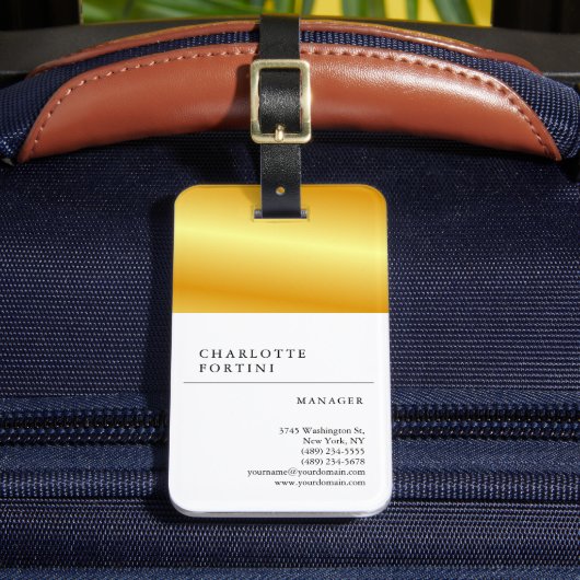 Modernes, einfaches Weißgoldfarben-Minimalistisch Gepäckanhänger (Vorderseite Insitu 2)