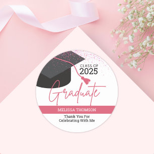 Modernes, einfaches White Blush Graduate Vielen Da Runder Aufkleber