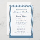 Modernes, einfaches Zickzack Hochzeitserlebnis Blu Einladung (Vorne/Hinten)