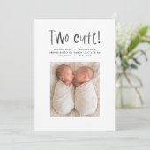 Modernes, einfaches Zwillingsgeburt Foto braun zwe Ankündigung (Stehend Vorderseite)