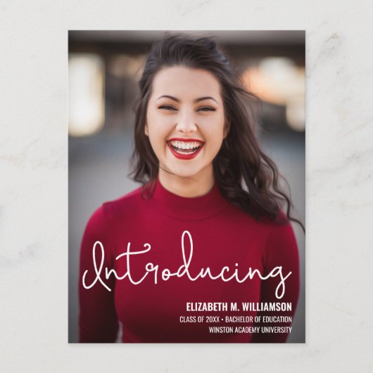 Modernes Einführungslehrer-Foto Ankündigungspostkarte (Vorderseite)