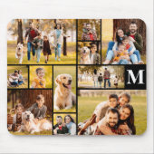 Modernes, einzigartiges 11-Foto Collage Monogramm Mousepad (Vorne)