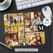 Modernes, einzigartiges 11-Foto Collage Monogramm Mousepad