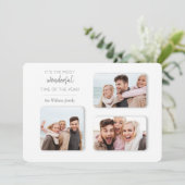 Modernes, einzigartiges 3-Foto-Raumschiff Feiertagskarte (Stehend Vorderseite)