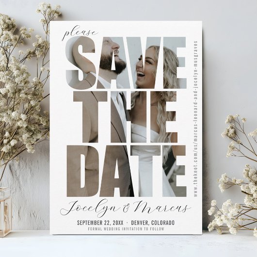 Modernes, einzigartiges Foto Einfache Hochzeit ret Save The Date
