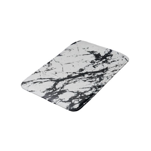 Modernes, einzigartiges Muster aus weißem, schwarz Badematte (Schrägansicht)