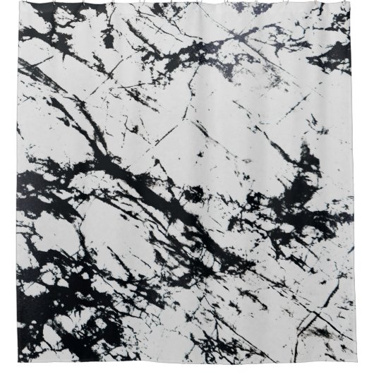 Modernes, einzigartiges Muster aus weißem, schwarz Duschvorhang (Vorderseite)