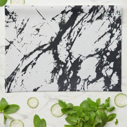 Modernes, einzigartiges Muster aus weißem, schwarz Geschirrtuch (Gefaltet)