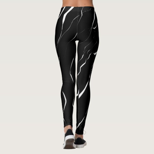 Modernes, einzigartiges Muster aus weißem, schwarz Leggings (Rückseite)