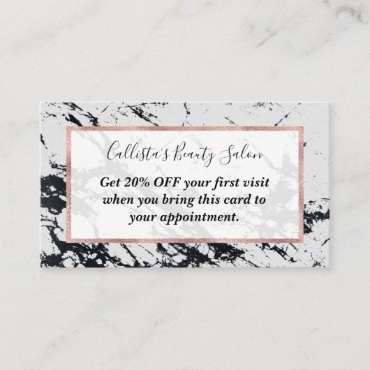 Modernes, einzigartiges Muster aus weißem, schwarz Rabattkarte (Vorderseite)