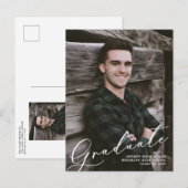 Modernes, einzigartiges SkriptOverlay Zwei-Foto-Ab Ankündigungspostkarte (Vorne/Hinten)