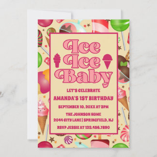 Modernes Eis Baby Ice Creme Erster Geburtstag Einladung