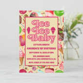 Modernes Eis Baby Ice Creme Erster Geburtstag Einladung (Stehend Vorderseite)