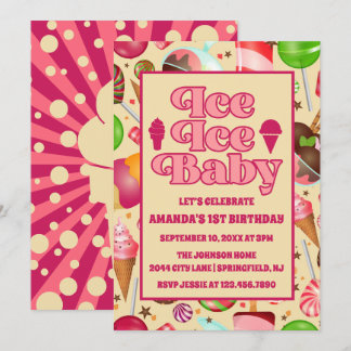 Modernes Eis Baby Ice Creme Erster Geburtstag Einladung