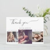 Modernes Eleagant Foto Collage Baby Vielen Dank Dankeskarte (Stehend Vorderseite)