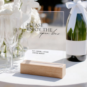 Modernes Eleagnt Open Bar Wedding Akryllisches Zei Acrylschild