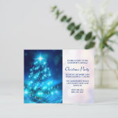 Modernes Electric Blue Christmas Tree Party laden Postkarte (Stehend Vorderseite)