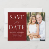 Modernes Elegance Burgund Foto Save the Date Magneteinladung (Vorderseite)