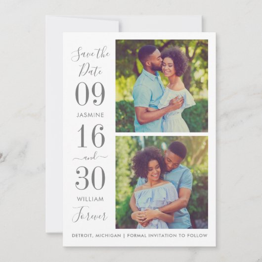 Modernes Elegance Charcoal Gray Wedding Foto Save The Date (Vorderseite)