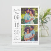 Modernes Elegance Charcoal Gray Wedding Foto Save The Date (Stehend Vorderseite)