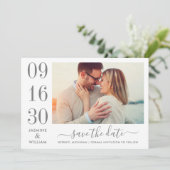 Modernes Elegance Charcoal Gray Wedding Foto Save The Date (Stehend Vorderseite)