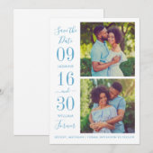 Modernes Elegance Dusty Blue Wedding Foto Save The Date (Vorne/Hinten)