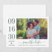 Modernes Elegance Emerald Green Wedding Foto Save The Date (Vorne/Hinten)