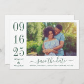 Modernes Elegance Emerald Green Wedding Foto Save The Date (Vorne/Hinten)