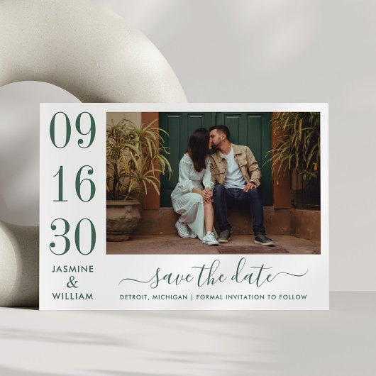 Modernes Elegance Emerald Green Wedding Foto Save The Date
