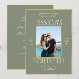 Modernes Elegance Foto 40. Geburtstag Einladung