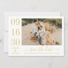 Modernes Elegance Gold Wedding Foto Save The Date