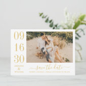 Modernes Elegance Gold Wedding Foto Save The Date (Stehend Vorderseite)
