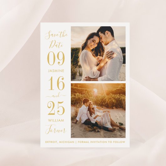 Modernes Elegance Gold Wedding Foto Save The Date