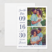 Modernes Elegance Navy Blue Wedding Foto Save The Date (Vorne/Hinten)