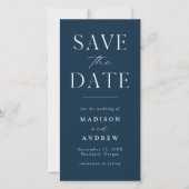 Modernes Elegance Navy Foto Save the Date (Vorderseite)