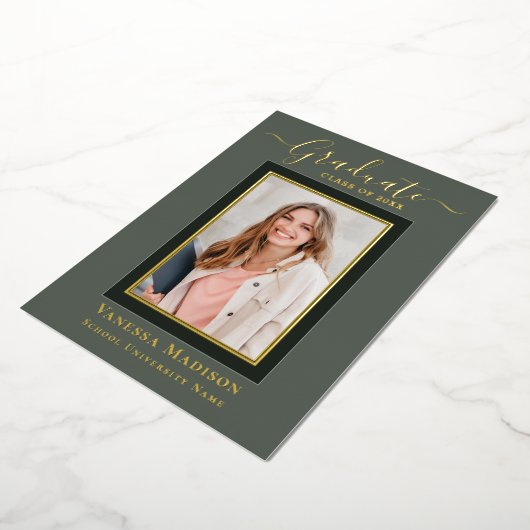 Modernes Elegant | 1 Foto Abschluss Ankündigung (Gedreht)