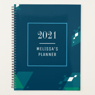 Modernes Elegant 2021 Personalisiert Blue Planer