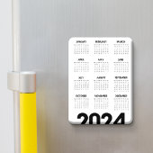 Modernes Elegant 2024 Kalender Schwarz-Weiß Magnet