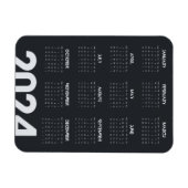 Modernes Elegant 2024 Kalender Schwarz-Weiß Magnet (Horizontal)