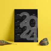 Modernes Elegant 2024 Kalender Schwarz-Weiß Poster